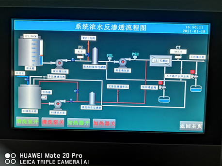 水處理項(xiàng)目PLC控制柜觸摸屏畫面